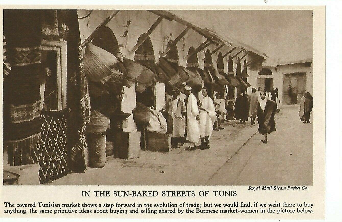 TUNISIA SUN BAKED STREETS OF TUNIS  c 1935 CLIP CLIPPING CUTTING SCRAP