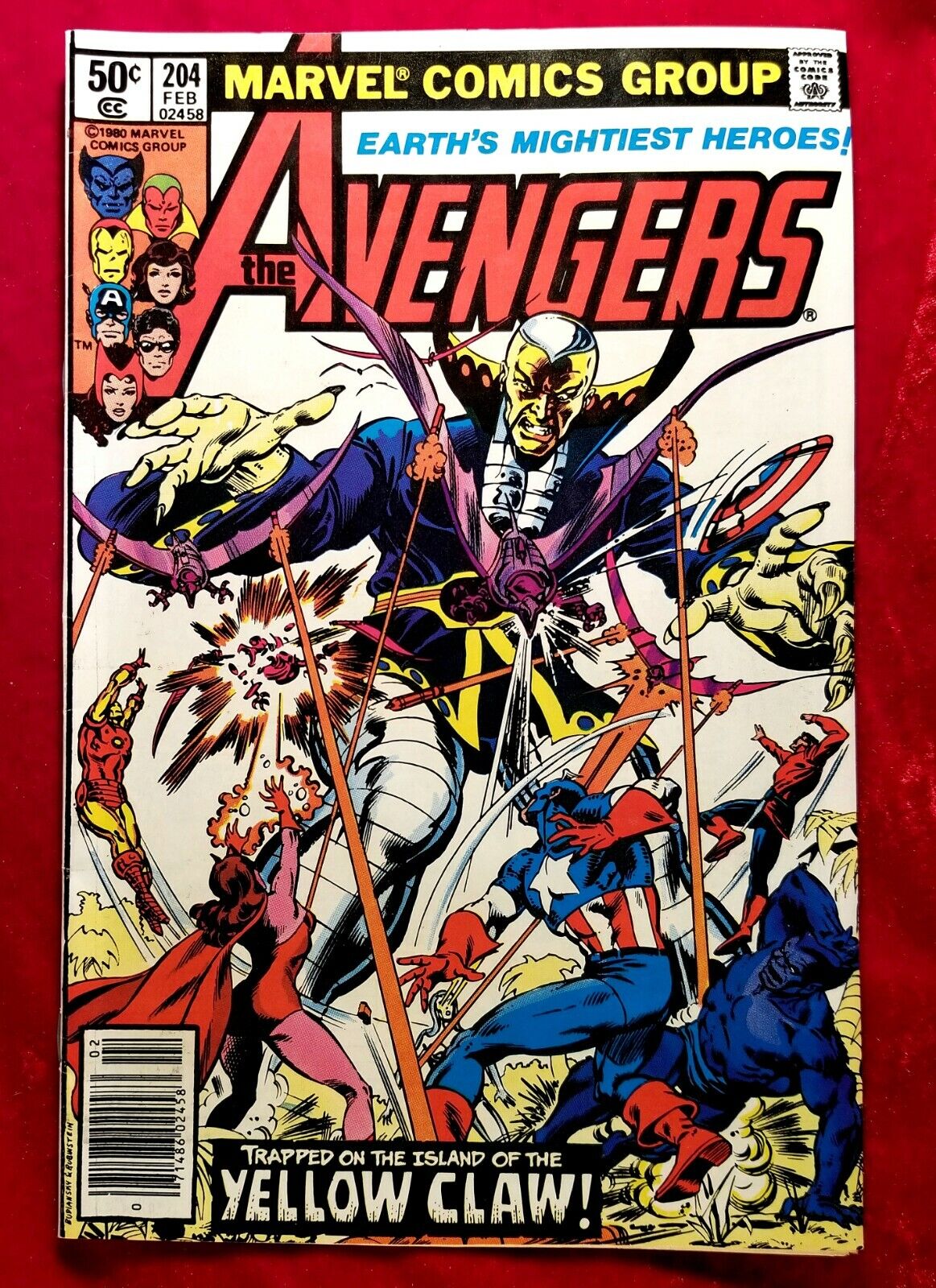 1980 The AVENGERS #204 NEWSSTAND Yellow Claw Cover App 80s vtg Comic Thor