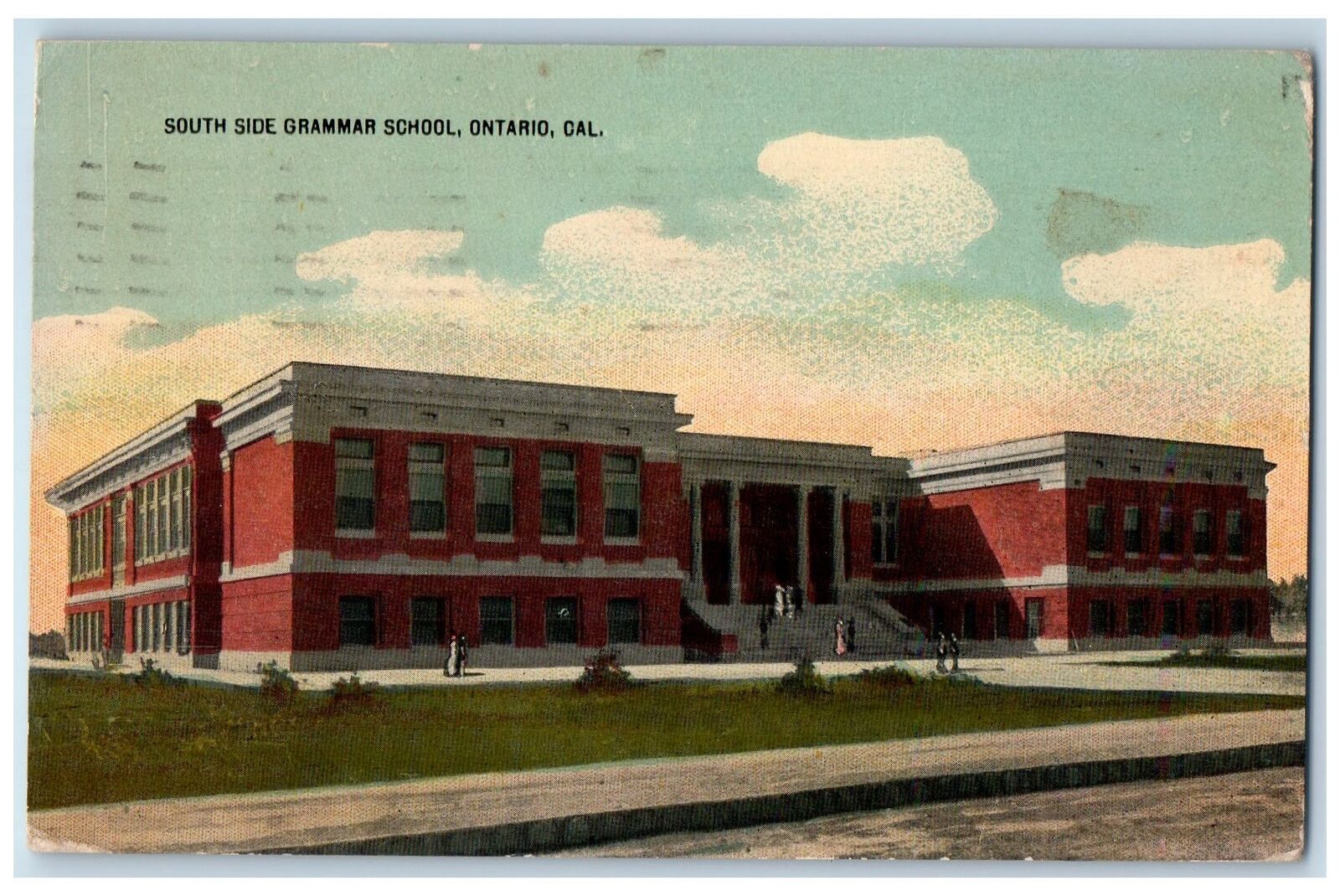 1921 South Side Grammar School Exterior Ontario California CA Posted Postcard