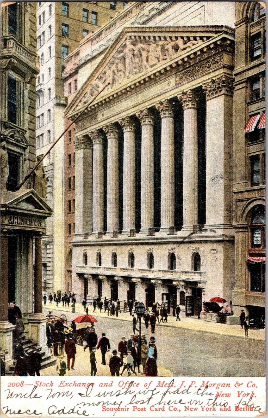 c1906 J.P. Morgan's Office and Stock Exchange, New York City, NY Postcard