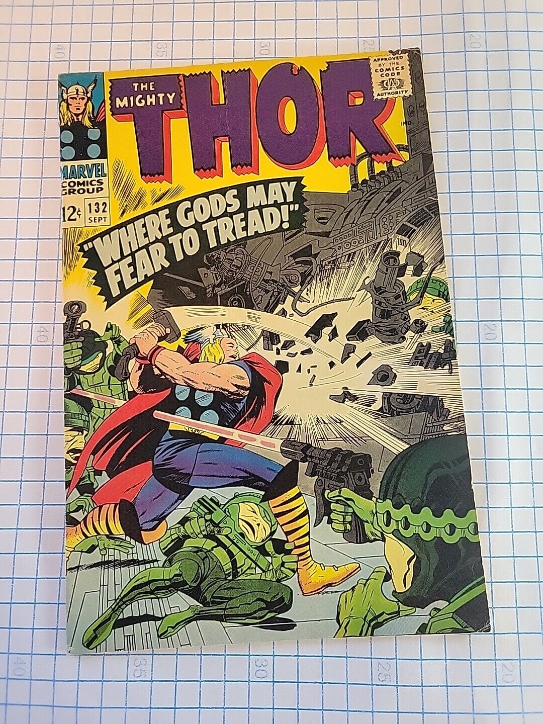 The Mighty Thor #132 Vintage Marvel Comics Silver Age 1st Print Damage