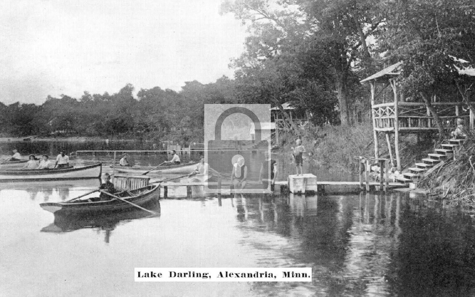 Lake Darling Boat Dock Alexandria Minnesota MN Reprint Postcard
