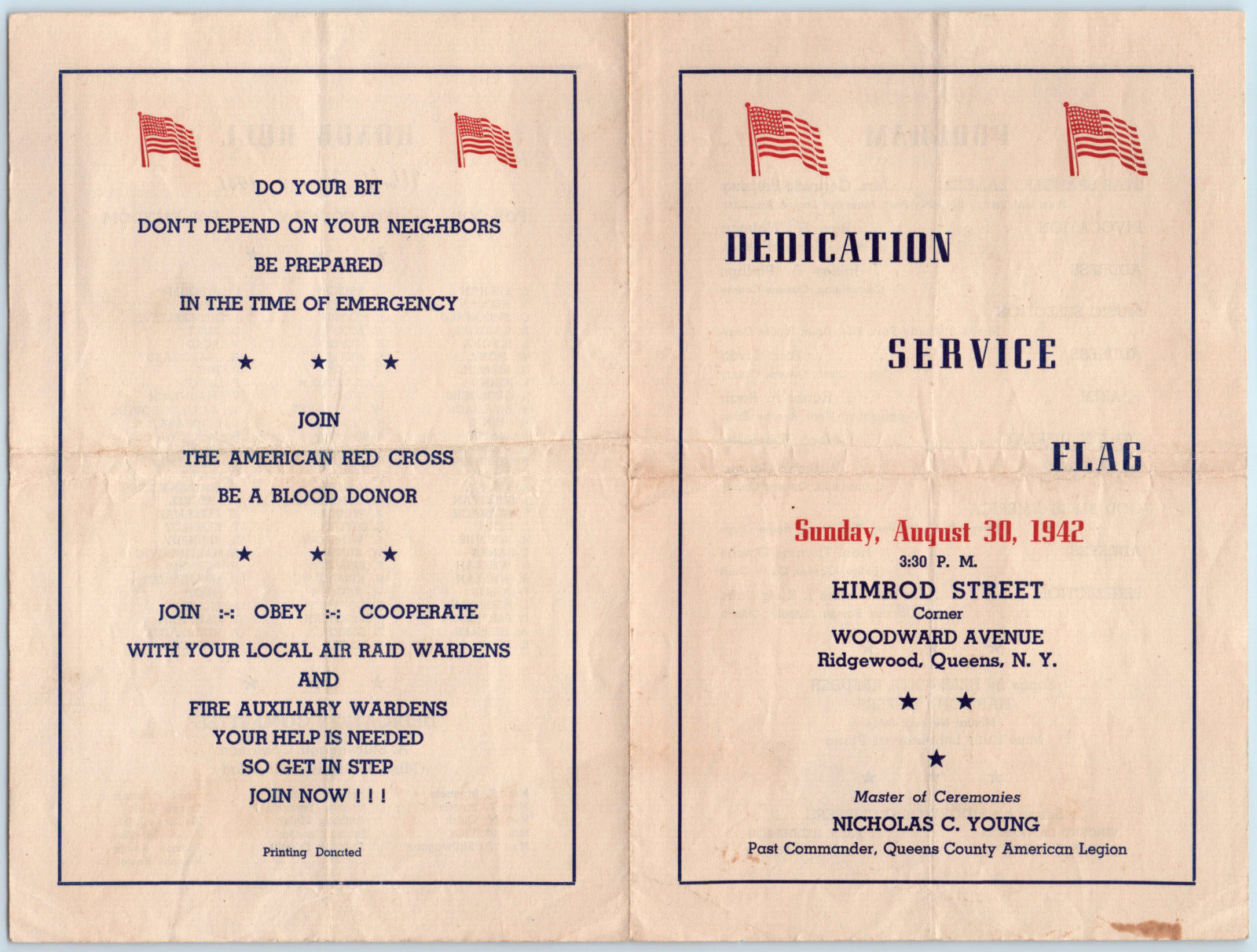 WWII Ridgewood Queens New York Home Front Service Flag Program World War 2