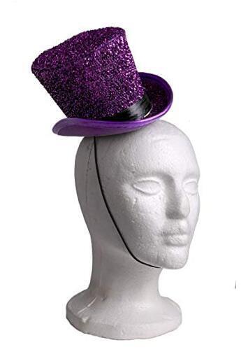  Mardi Gras St. Patrick\'s Day Leprechaun Tinsel Top Hat Accessory Purple