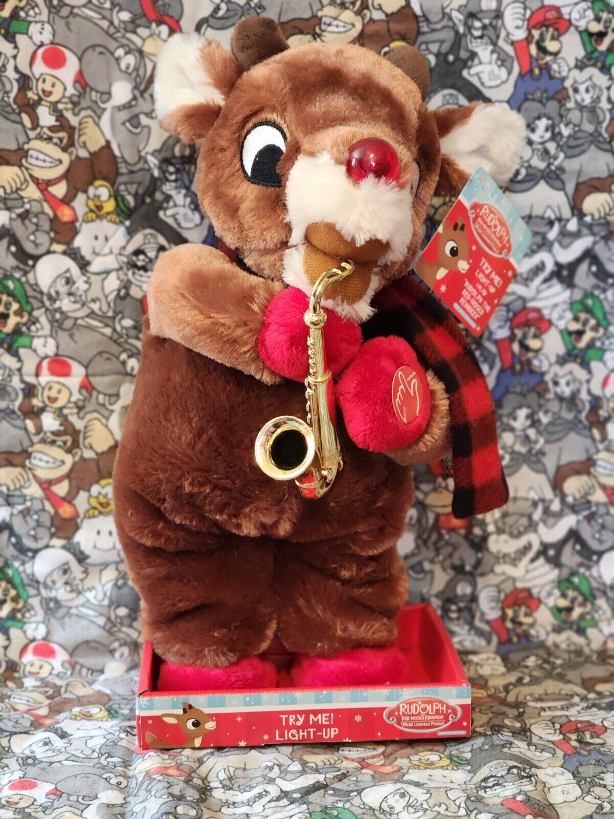 DanDee Rudolph The Rednose Reindeer Animated Saxophone New Tested Collectors
