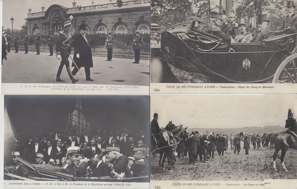SPAIN ROYALTY King Alphonse XIII visit Paris 54 Vintage Postcards (L5381)