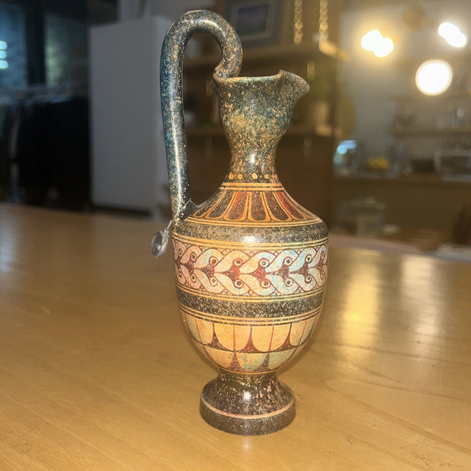 Vintage Greek Handmade Pottery Oinochoe 800 BC Museum Copy By Akron Studios
