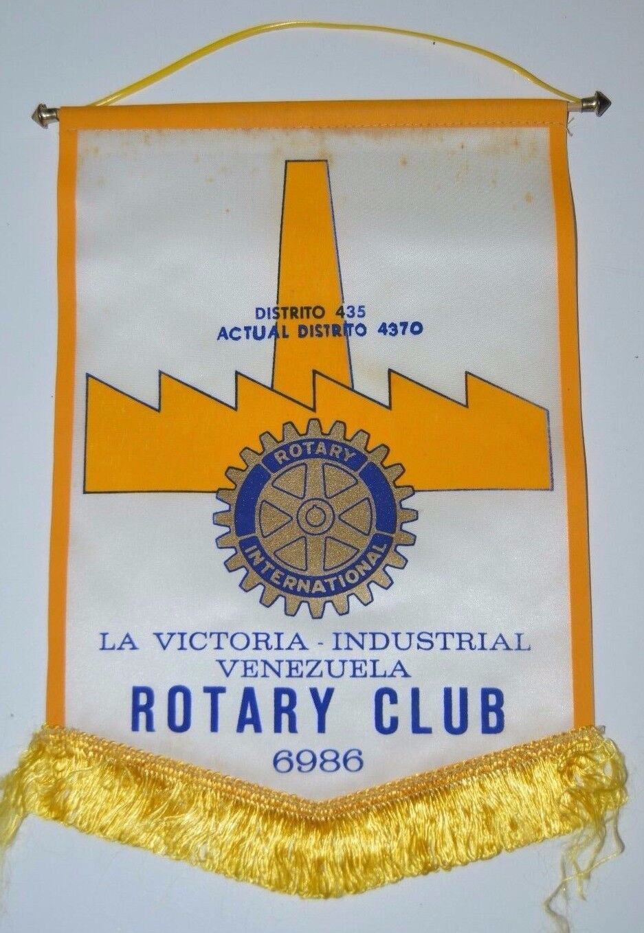 Vintage La Victoria Industrial Venezuela Rotary International Club Banner Flag