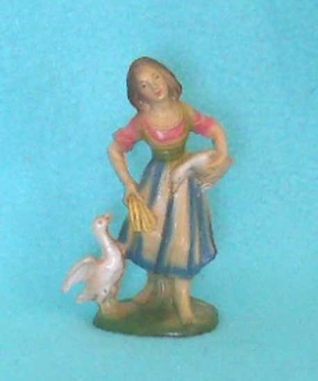 Peasant Girl with Geese Figure - Marked Italy