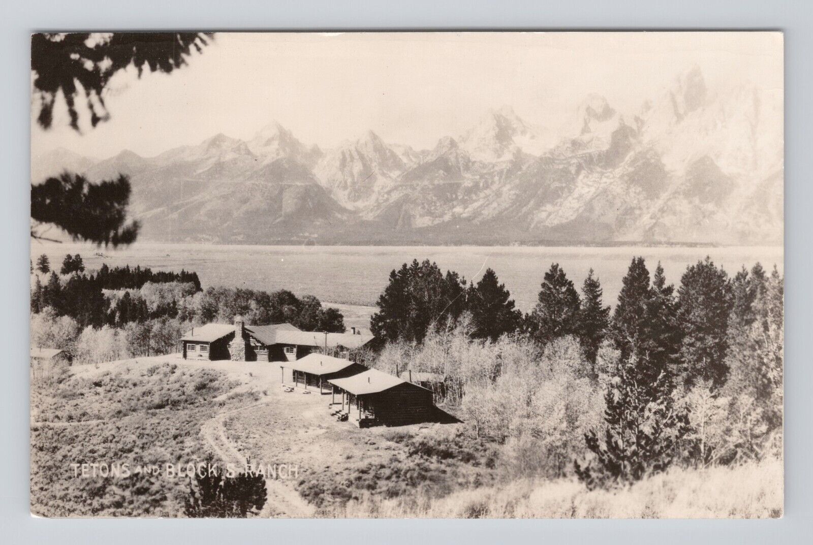 Postcard RPPC Tetons and Block S Ranch Jackson Wyoming Grand Teton National Park