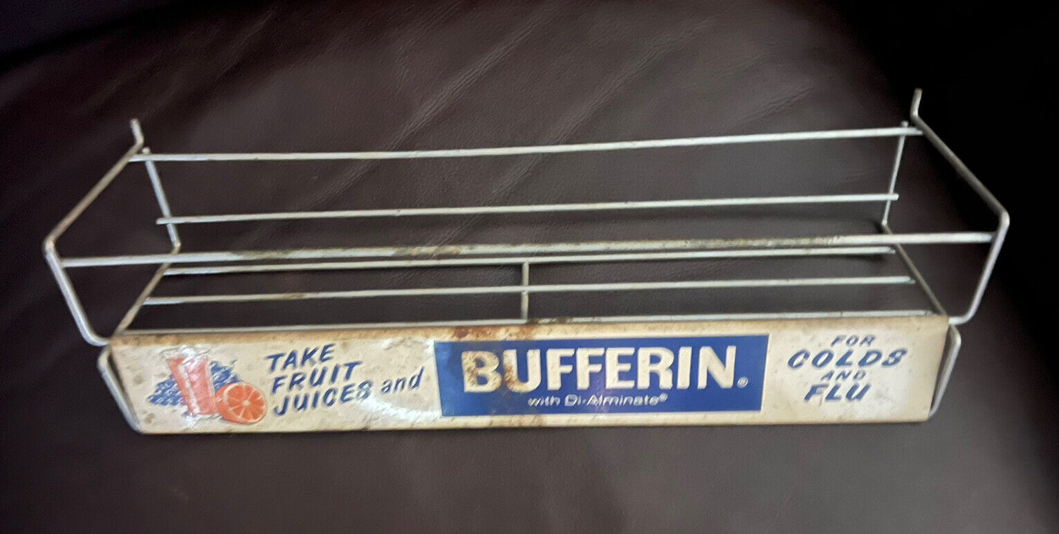 BUFFERIN  Vintage Display Shelf Pharmaceutical Advertising Medicine