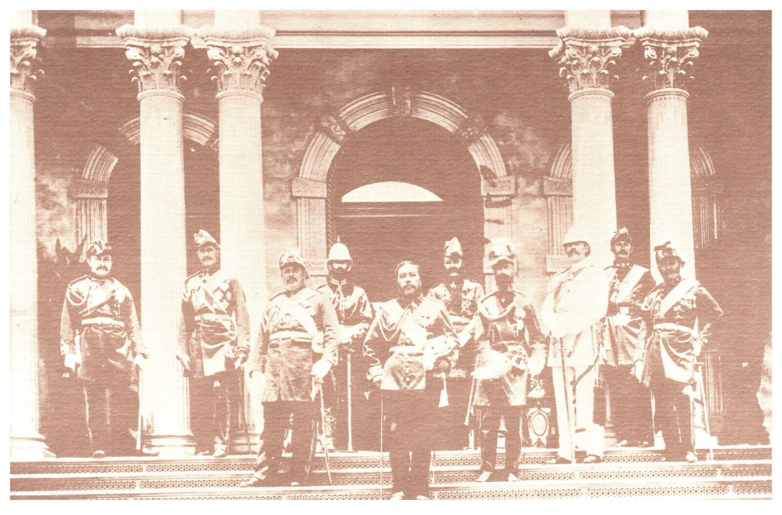 Postcard King Kalakaua & Cabinet on the Steps of Iolani Palace 1879 Hawaii 