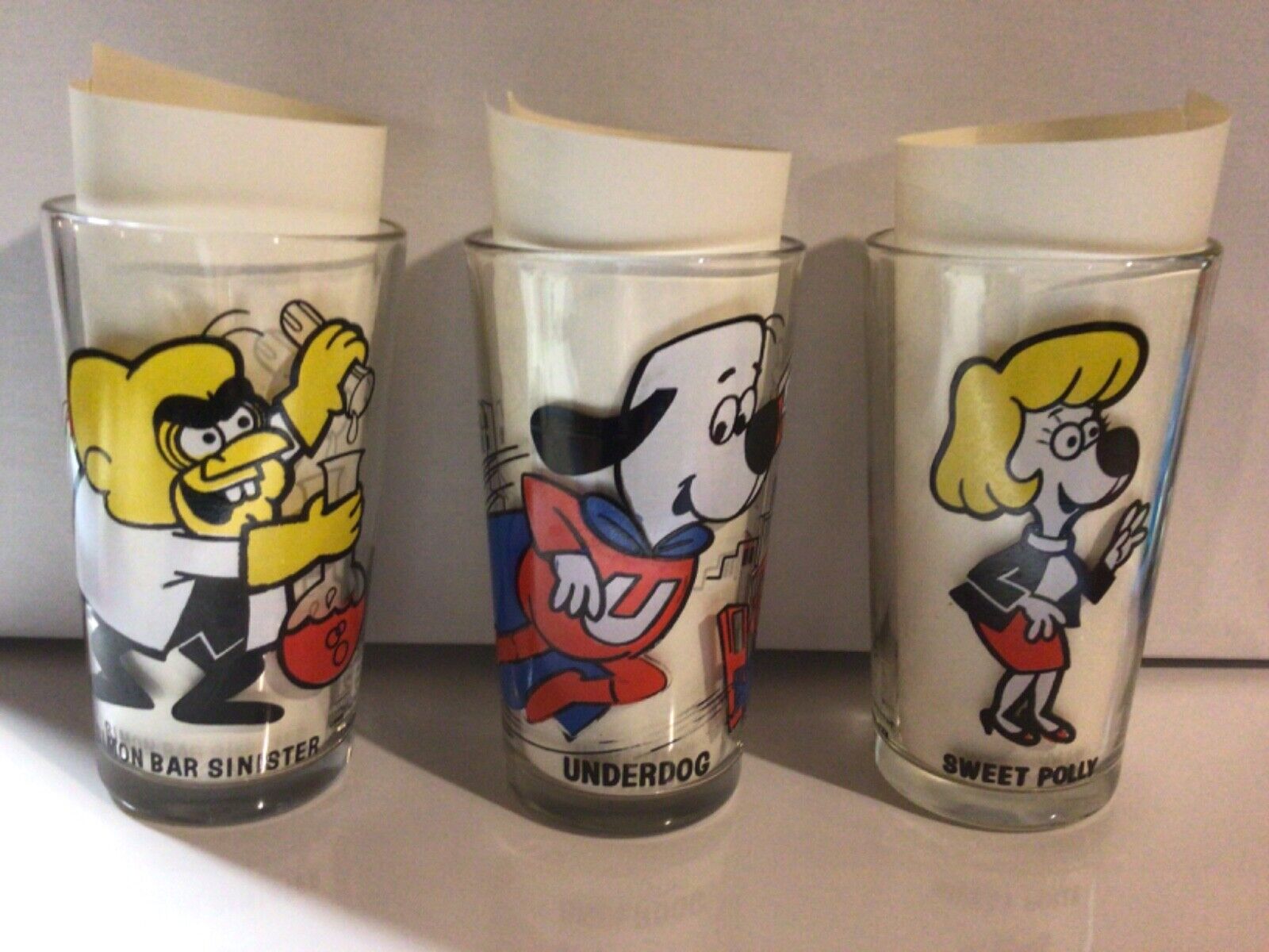 Vintage Cartoon Drinking Glasses- Underdog series- Set of 3