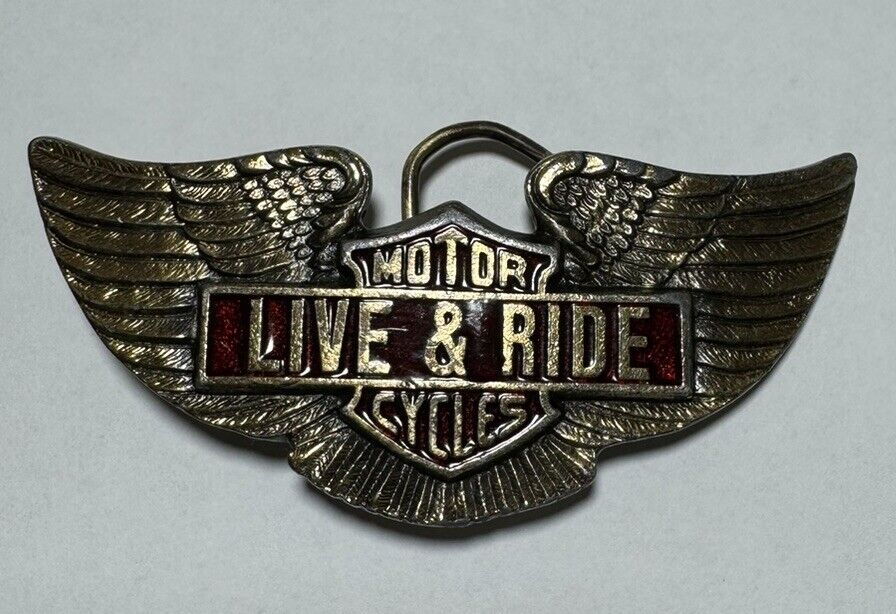 RARE Vintage Harley Davidson Belt Buckle 1984 Live And Ride SN # H1419