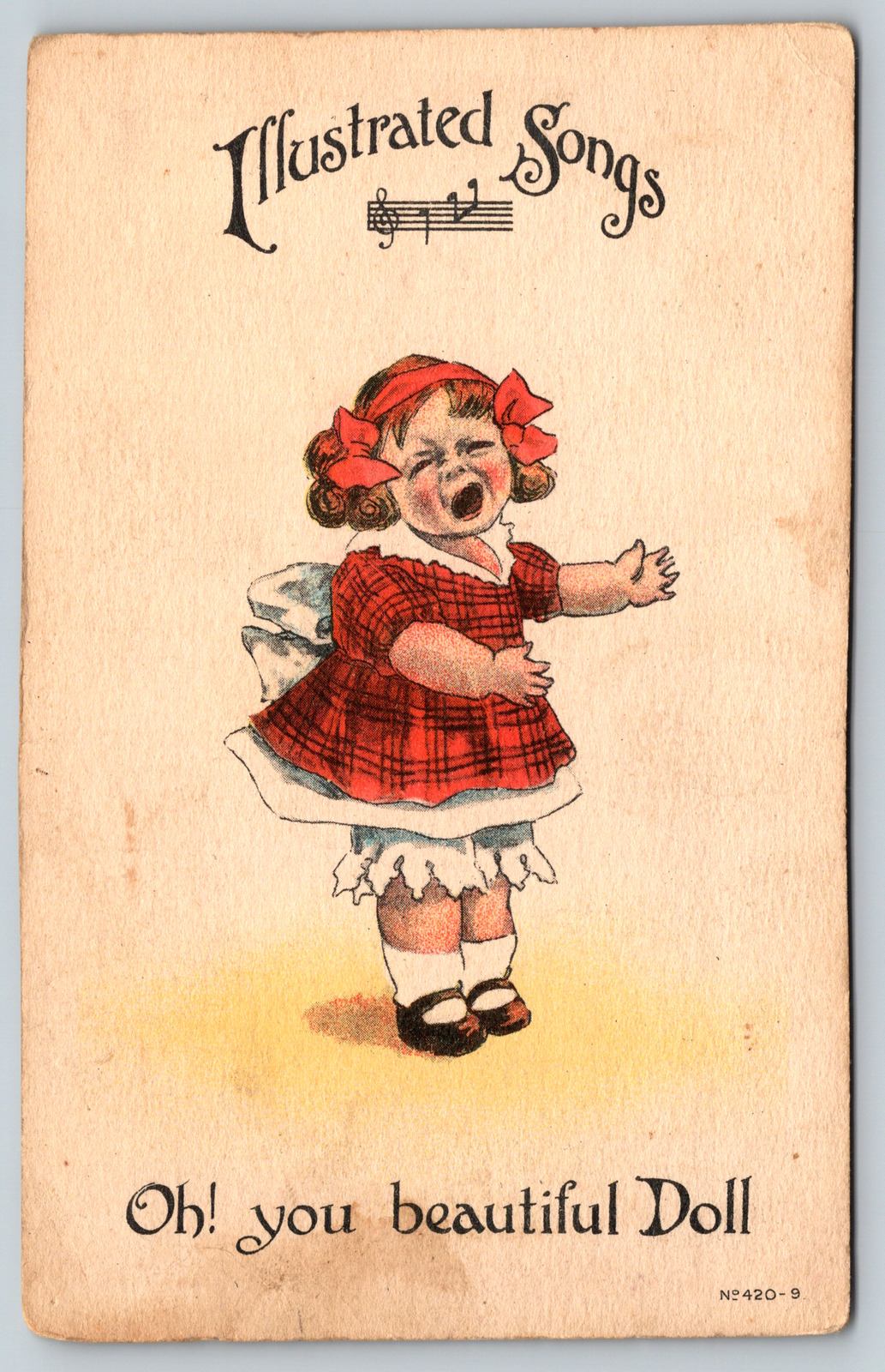 c1910s Comic Illustrated Songs Girl Singing Beautiful Doll Vintage Postcard