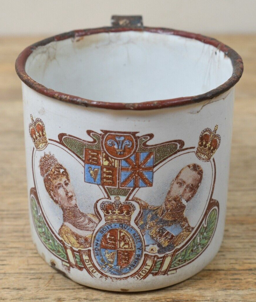 Antique 1902 Coronation King Edward VII Alexandria Enamelware Cup RARE
