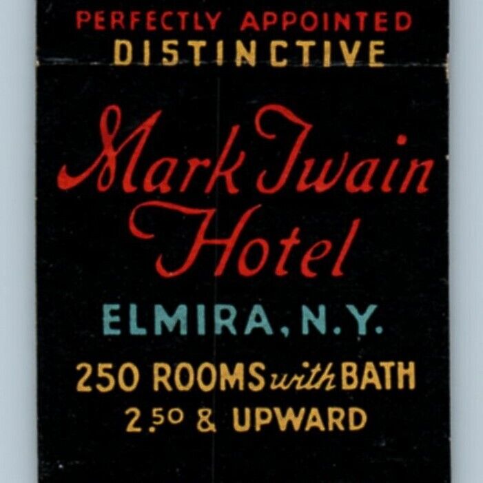 Matchcover Mark Twain Hotel Elmira New York 20 Strike Ohio Match MBC3G