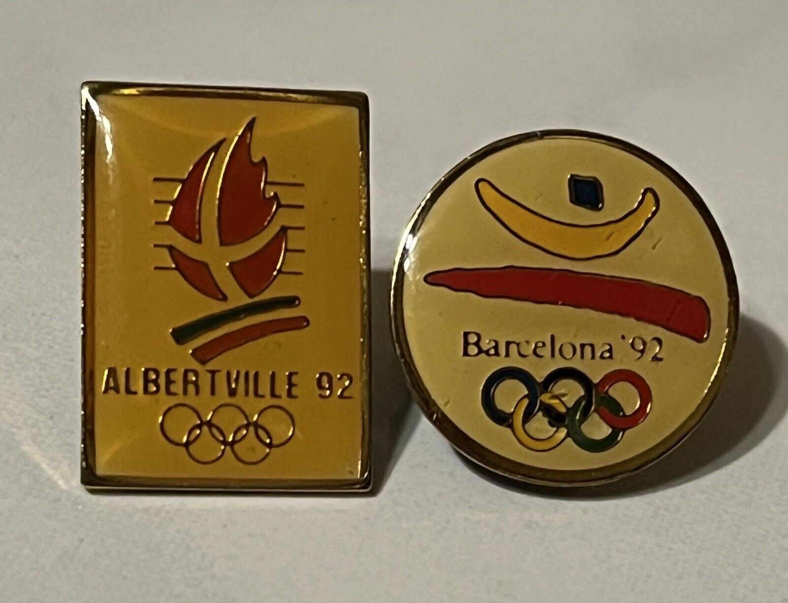 1992 Albertville & Barcelona Olympic Pins ~ Games Logo ~ Lot of 2