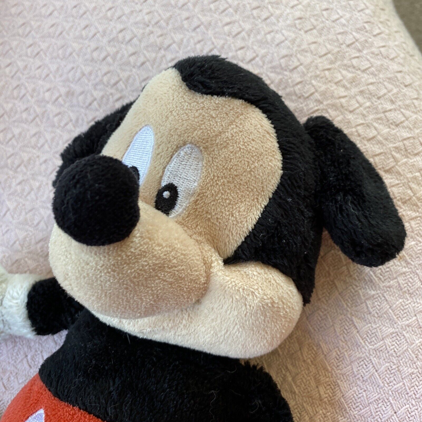 Vtg Old Disney Mickey Mouse Plush with a baby rattle inside Heavily Used