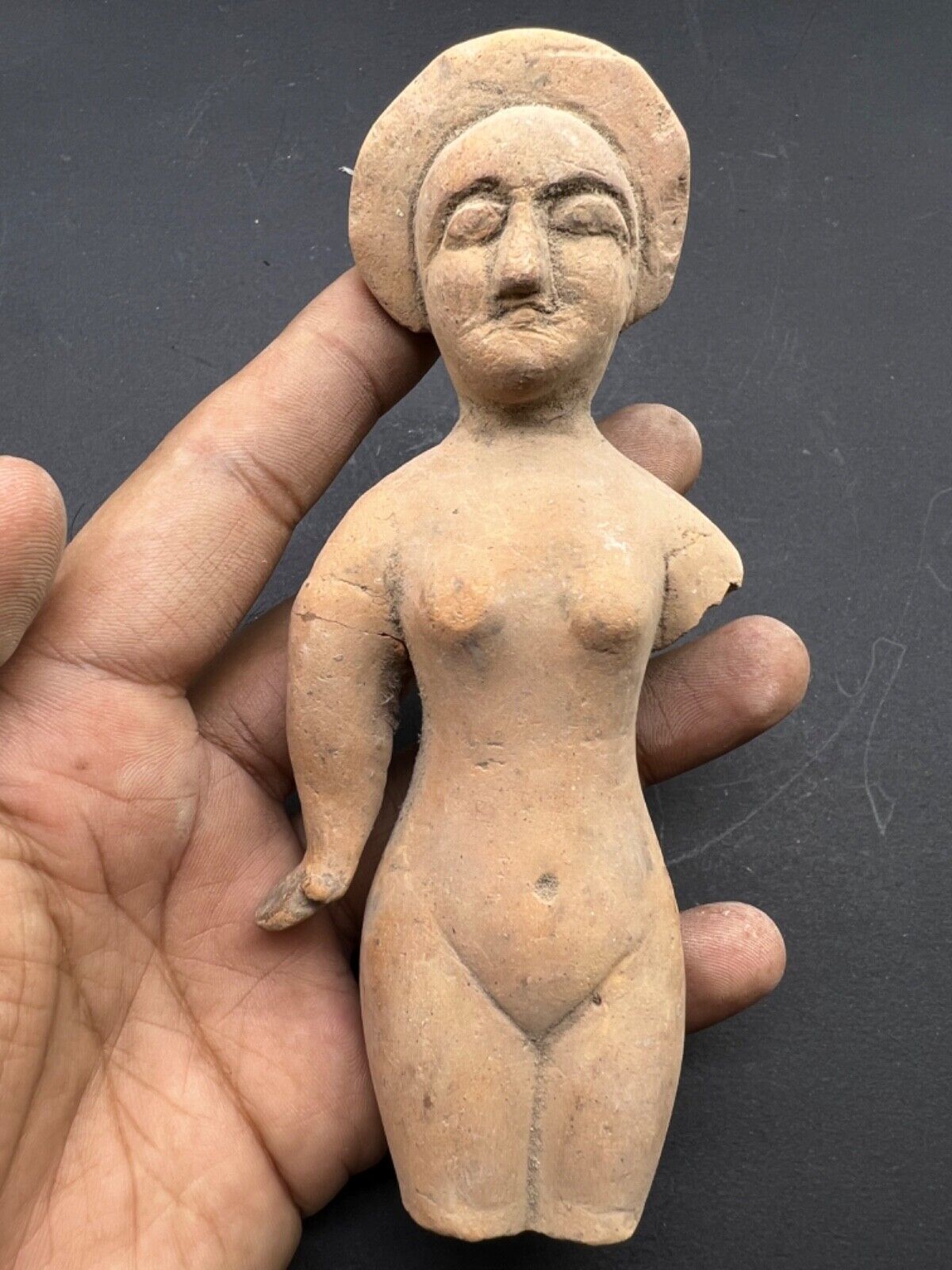 Remarkable Old Ancient Afghanistan  Antiquités Roman Half Body Clay Statue Figur
