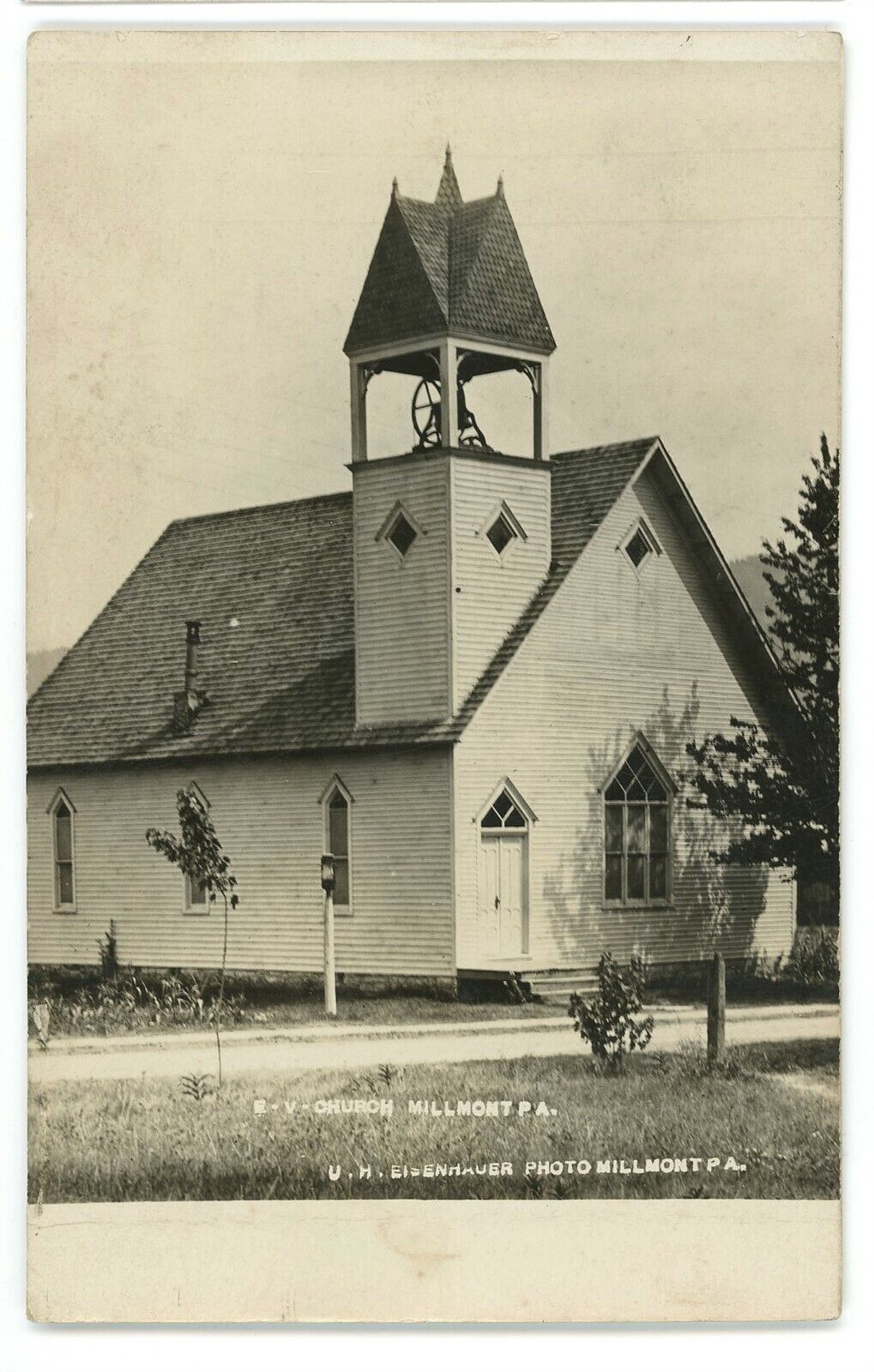 RPPC EV Evangelical Church MILLMONT PA Union County Real Photo Postcard