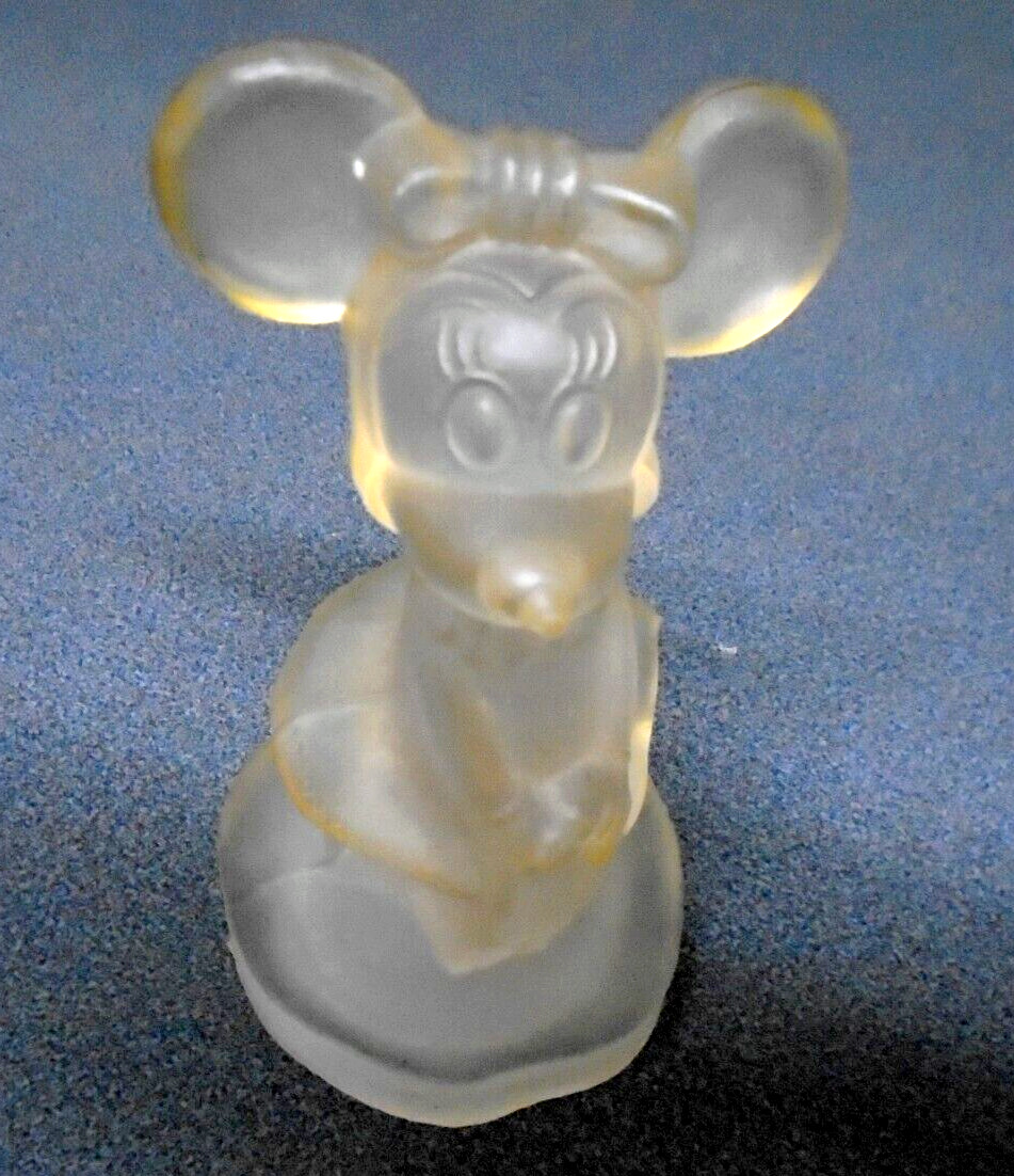 VINTAGE  1970s WALT DISNEY  'MINNIE MOUSE'  PINK TINTED  FROSTED GLASS  FIGURE