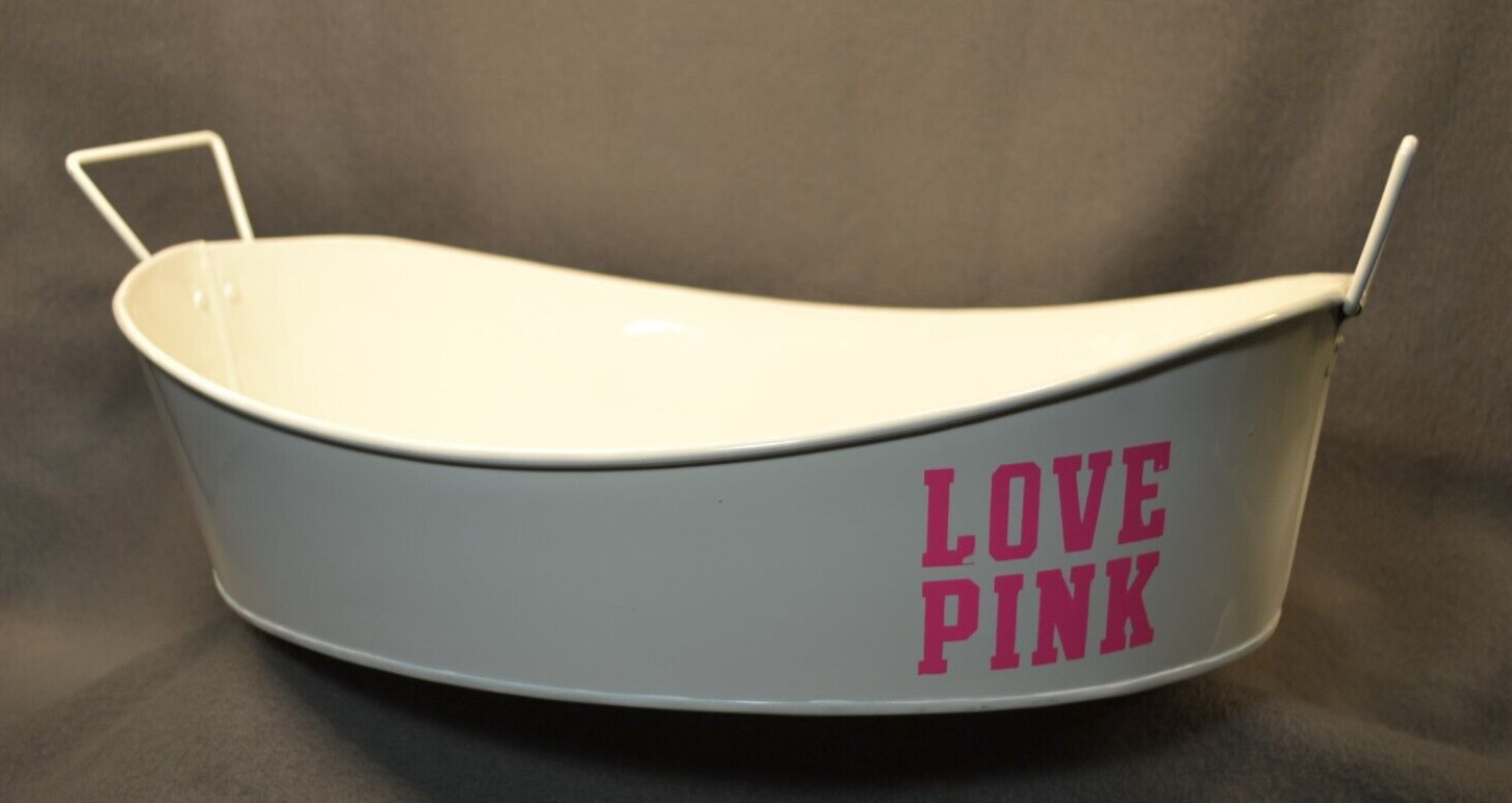 LOVE PINK Victoria's Secret White Oval Tin Store Display 16