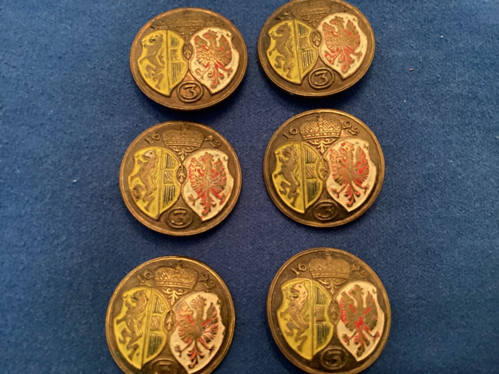 French bronze and enamel  family crest  buttons