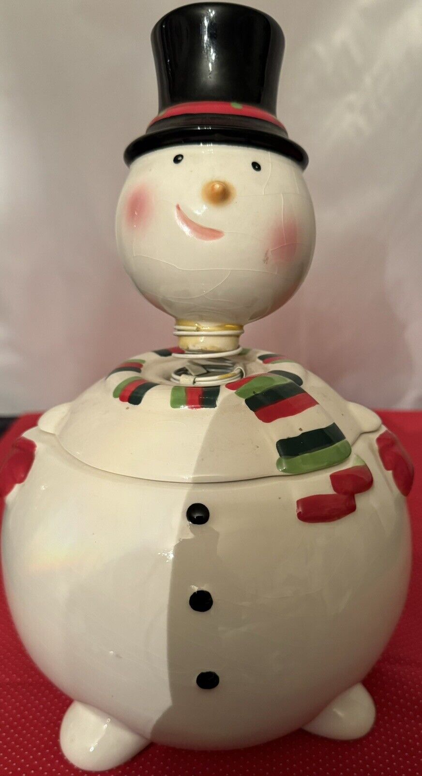   Vintage Snowman Bobblehead Lucerne Cookie Jar 