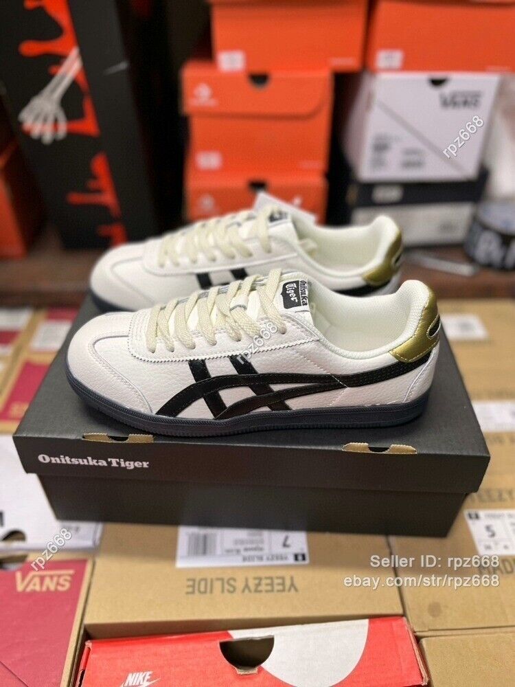 1183B938-100 NEW Onitsuka Tiger Tokuten Sneakers: White/Black/Gold Running Shoes
