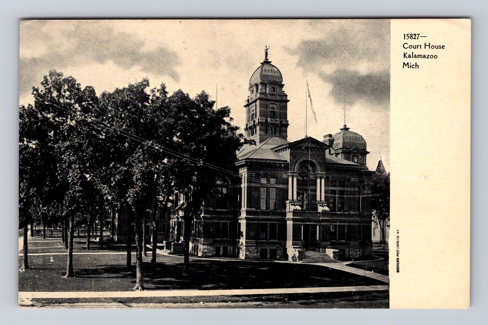 Kalamazoo MI-Michigan, Court House, Antique Vintage Souvenir Postcard