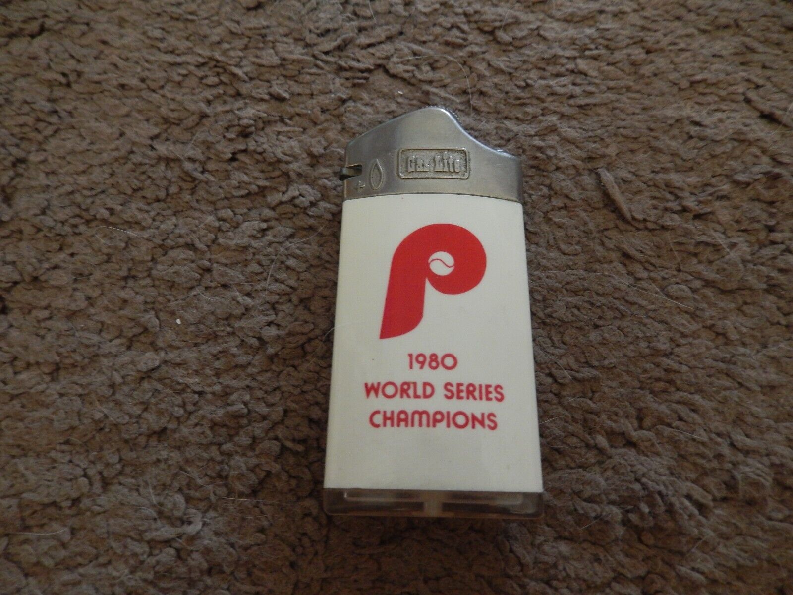 Vtg 1980 World Series Champions Phillies Baseball Gas Lite Cigarette Lighter 