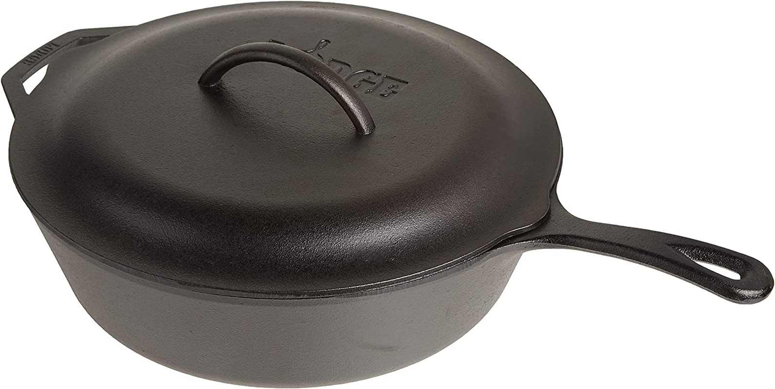 Lodge Pre-Seasoned Cast Deep Skillet with Iron Cover and Assist Handle, 5 Quart,