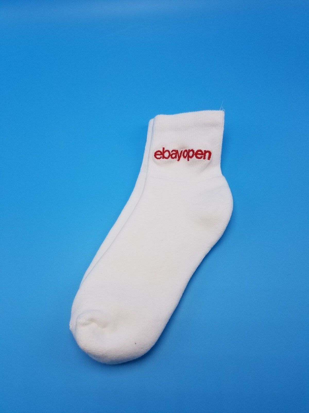 Athletic Socks Ebay Open 2017 White Ankle Length Embroidered Logo Unisex NEW