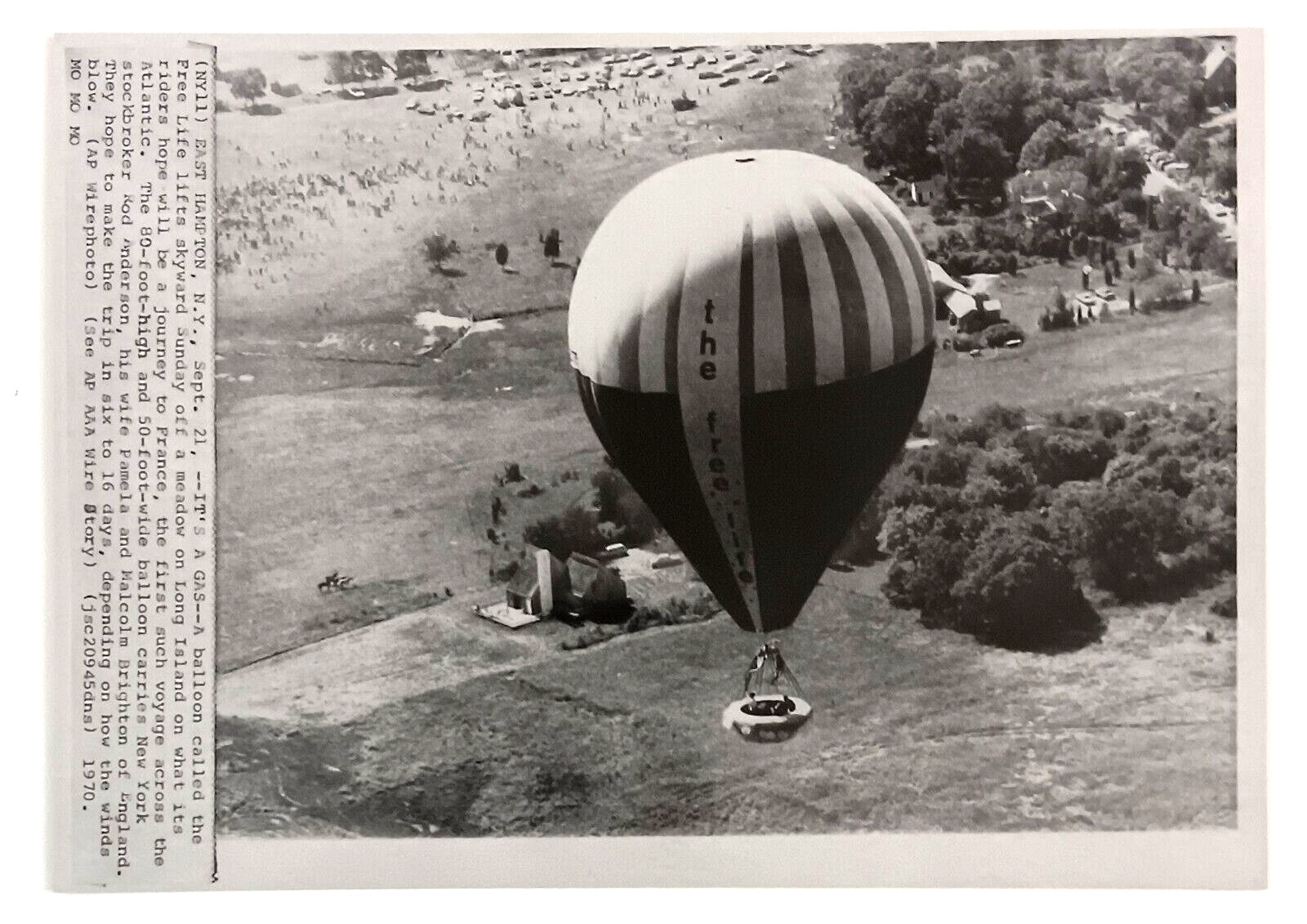 1970s East Hampton New York Free Life Hot Air Balloon France Vintage Press Photo