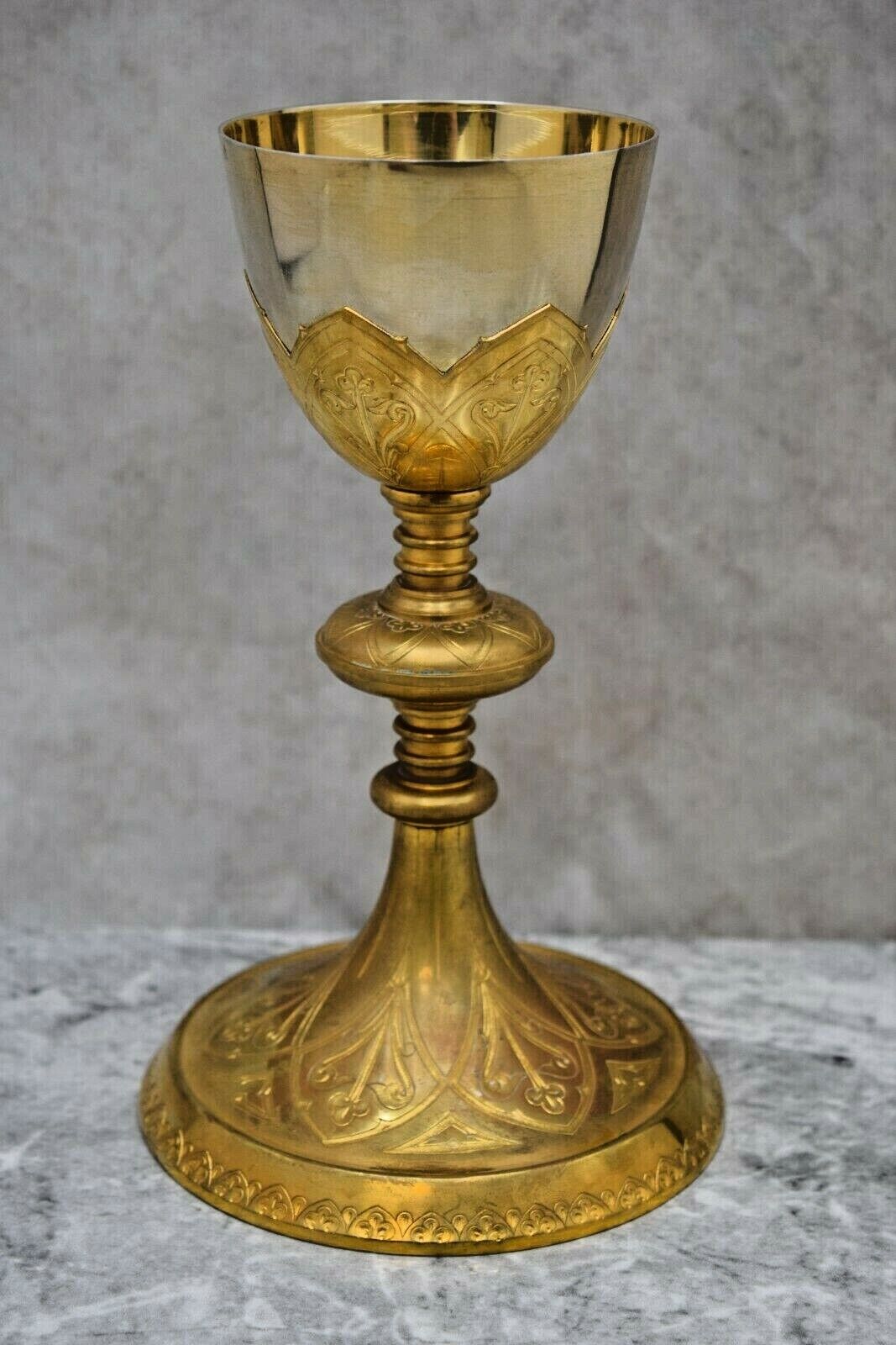 + Nice Traditional Vintage French Gothic Chalice, 8 3/8\