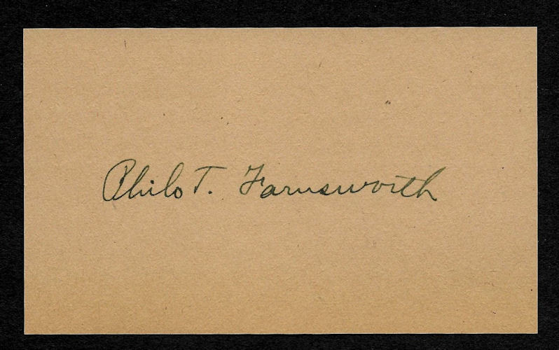 Philo Farnsworth Television Inventor Pioneer Autograph Reprint On Old 3X5 Card 