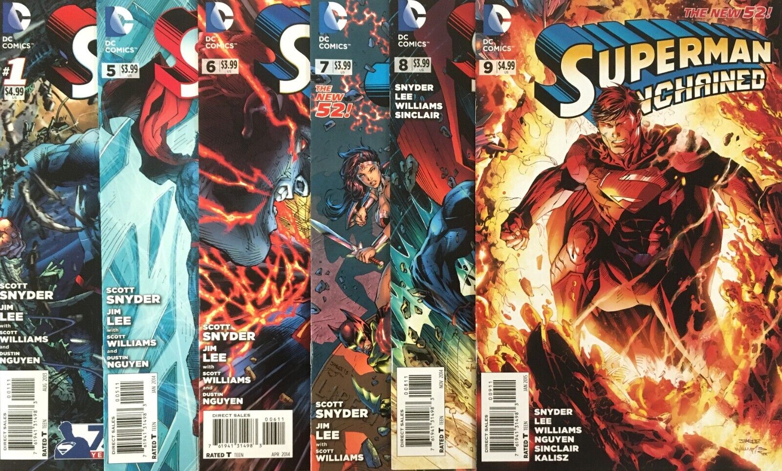 Superman Unchained 2013 DC 6 Comic lot # 1 5 6 7 8 9 VF/NM 9.0/9.4