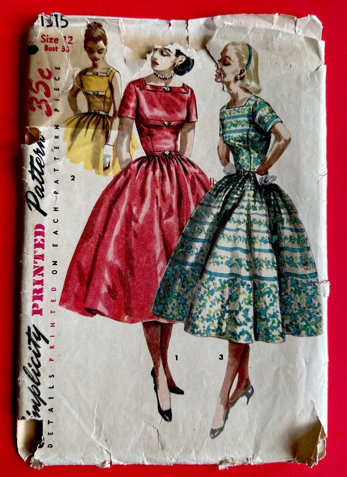 Rare 1950’s Misses Dress Sewing Pattern 12 Vintage Simplicity 1515 *Read