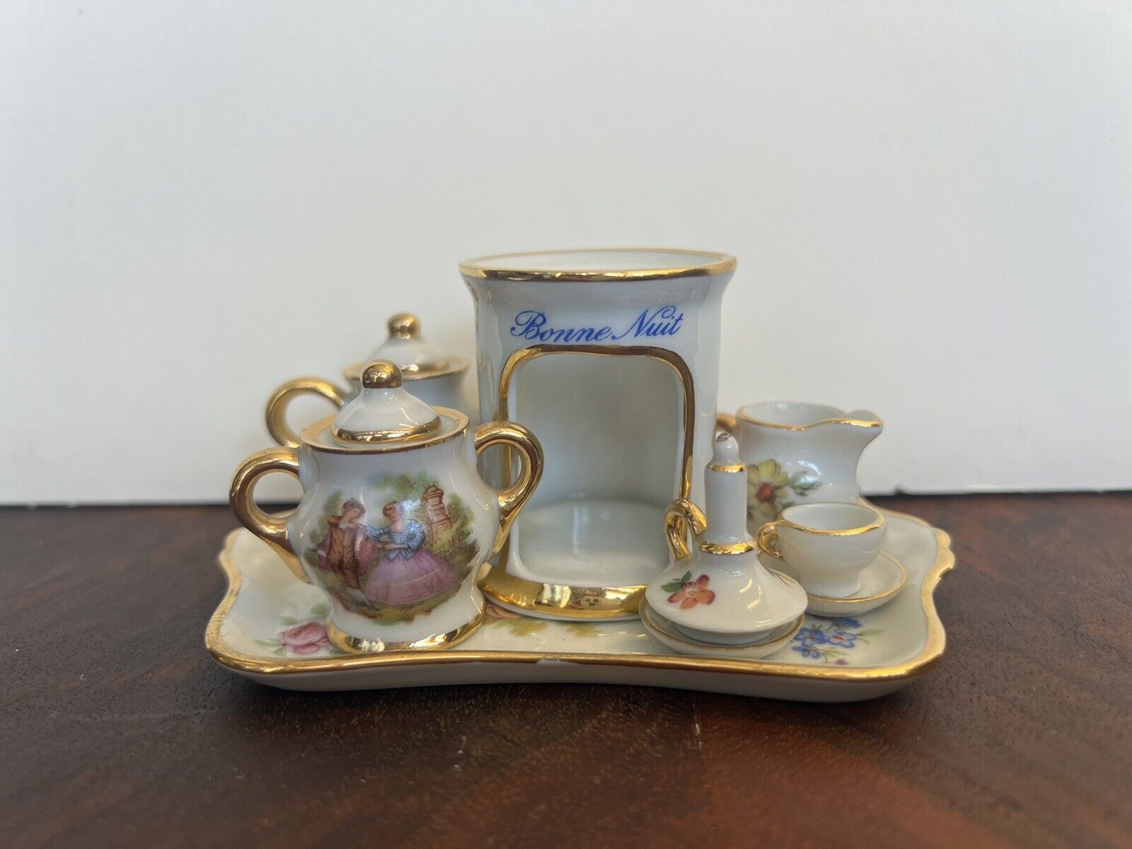 Vintage antique french Limoges France Miniature Porcelain Tea Set, Fragonard