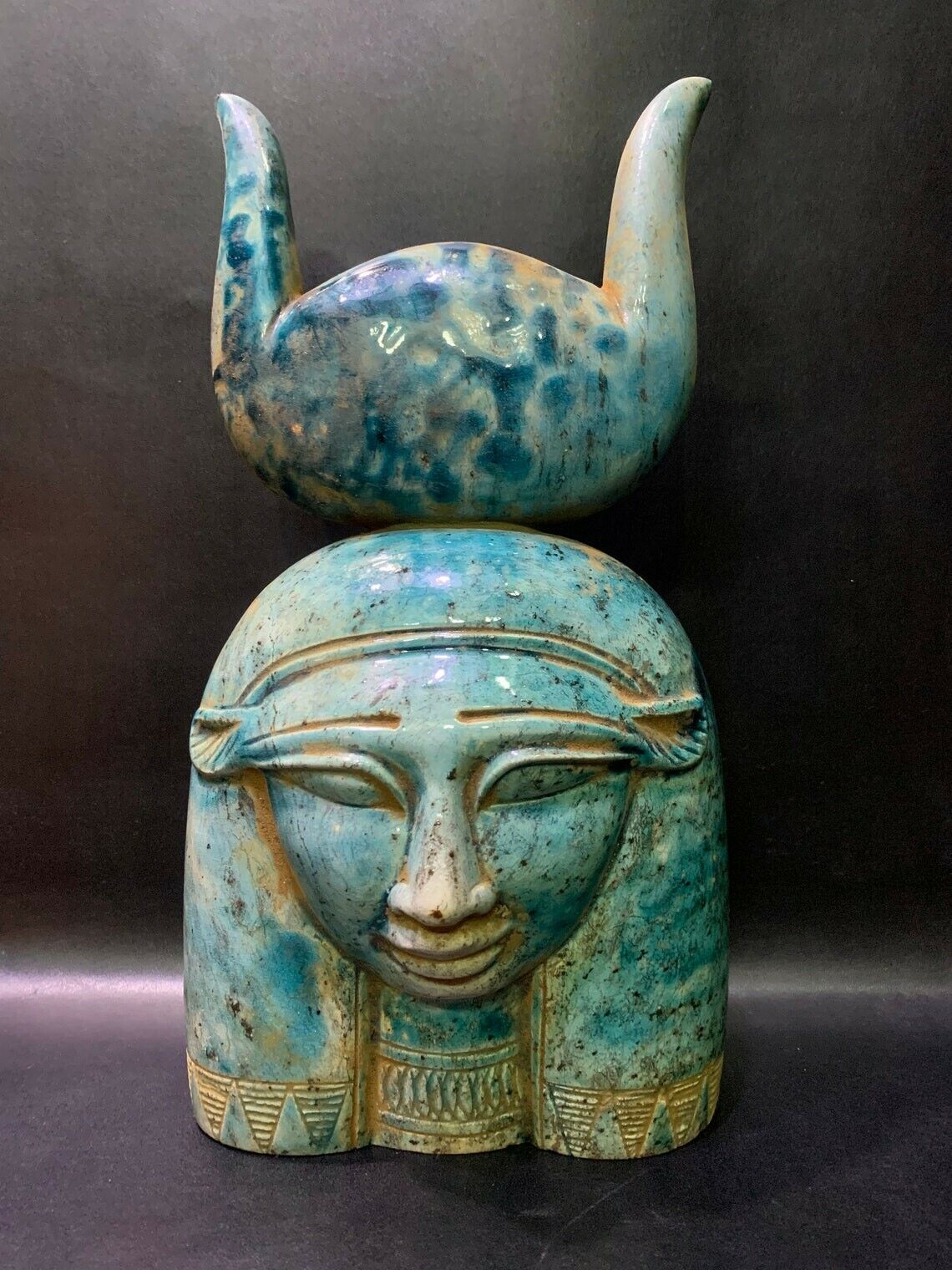 HEAD of ANCIENT EGYPTIAN HATHOR the cow Goddess of Love and fertility and women