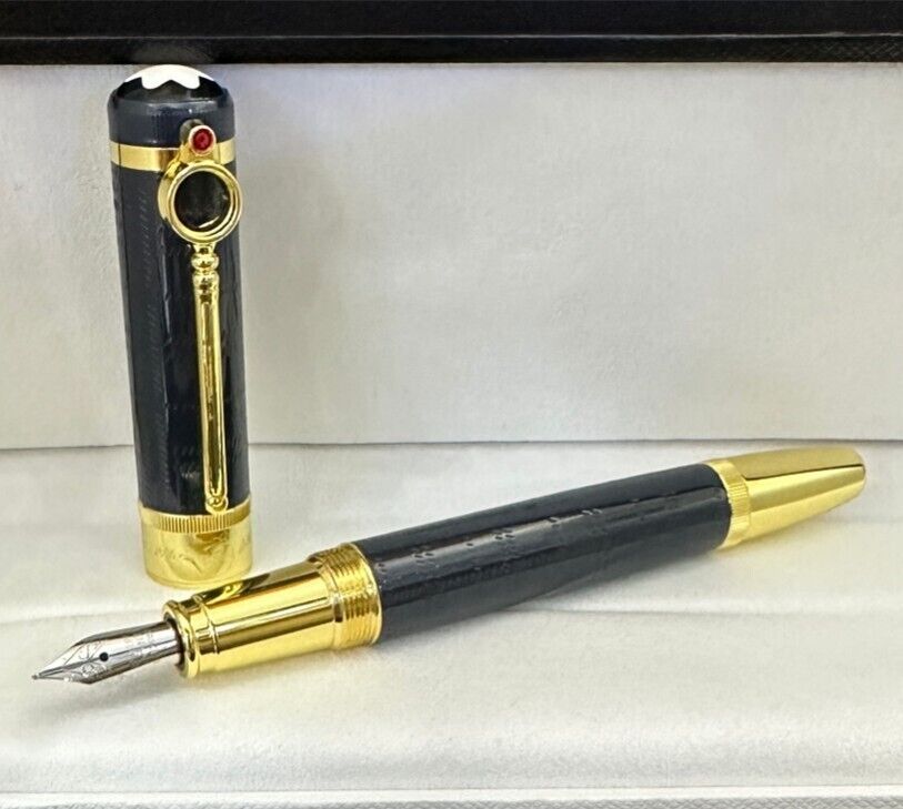 Deluxe Doyle Series Black - Gold Clip Medium nib Fountain Pen No Box