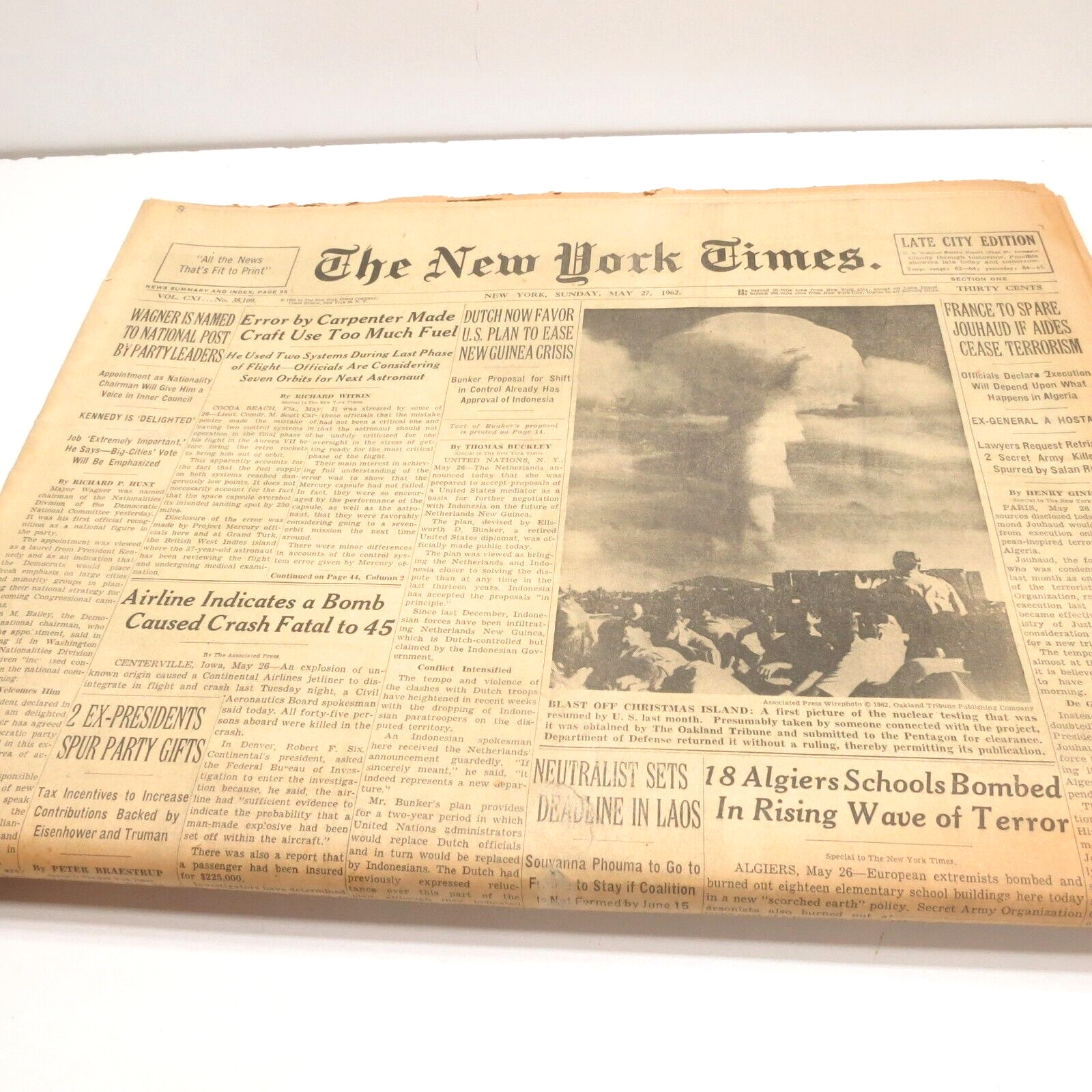 The New York Times May 27 1962 Mushroom Cloud Nuclear Testing Photo Berlin