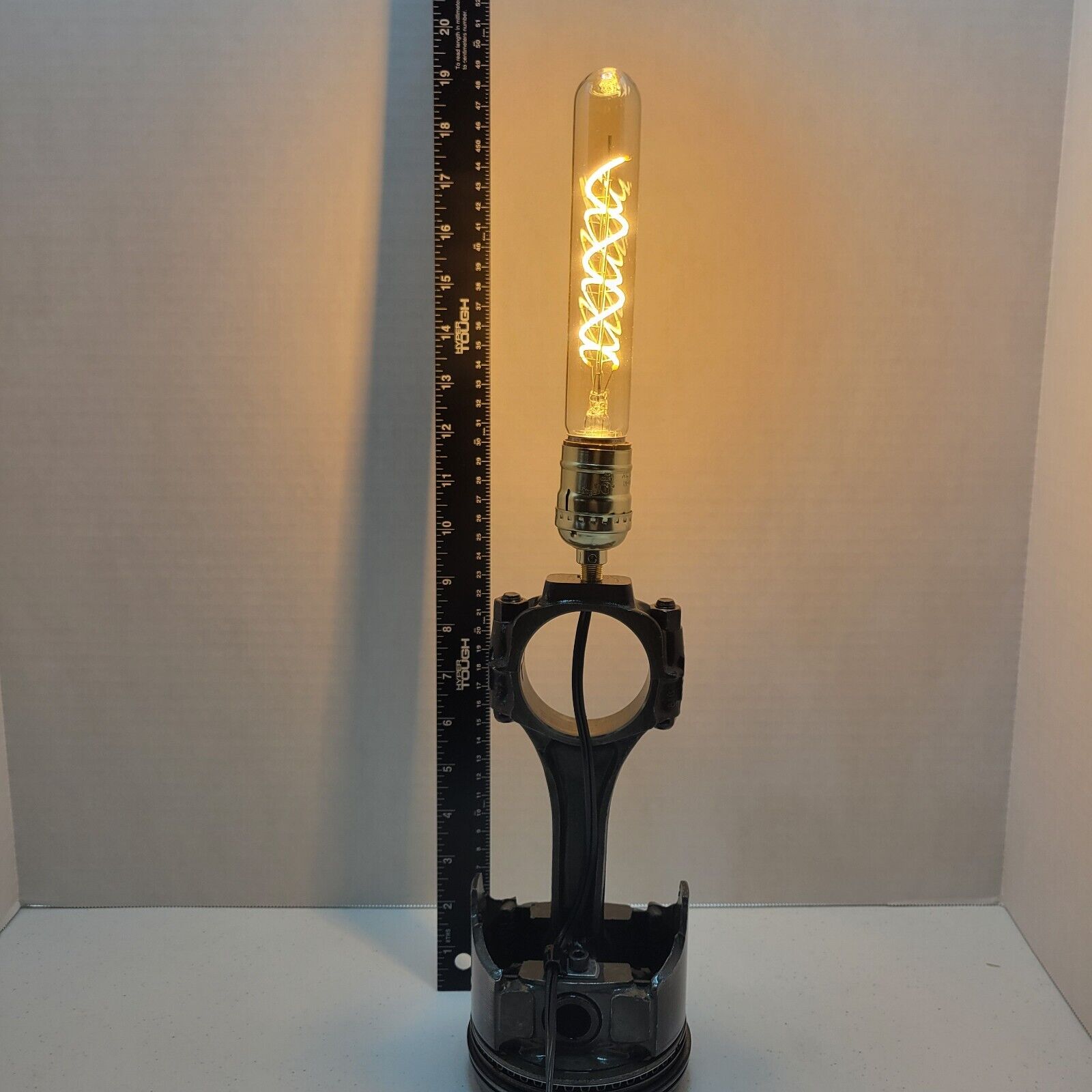 REPURPOSED LAMP made from a 215 cubic inch Buick Rod & Piston with Cool Bulb.
