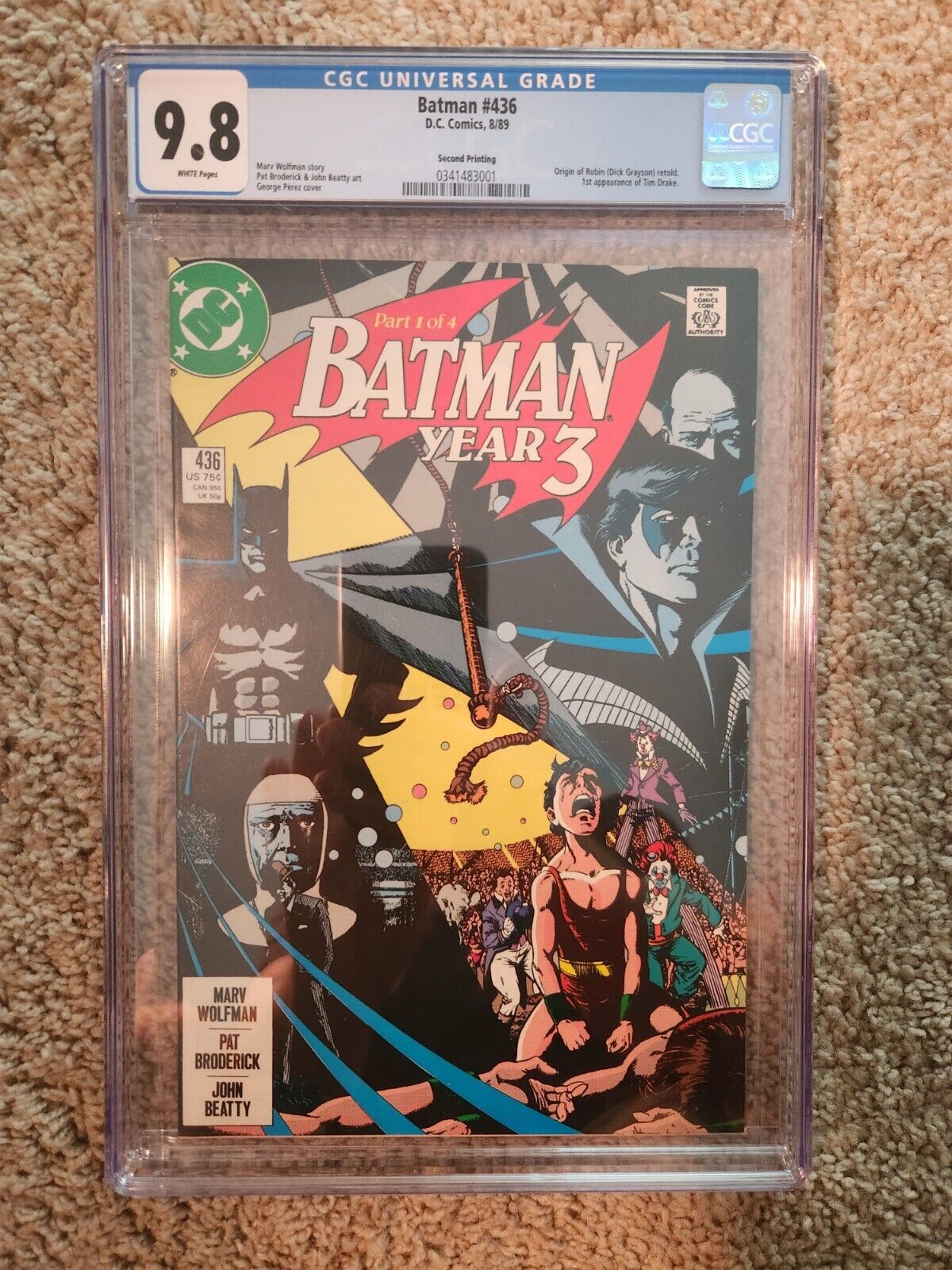 Batman #436 CGC 9.8 WP 1st Tim Drake 2nd print  RARE 