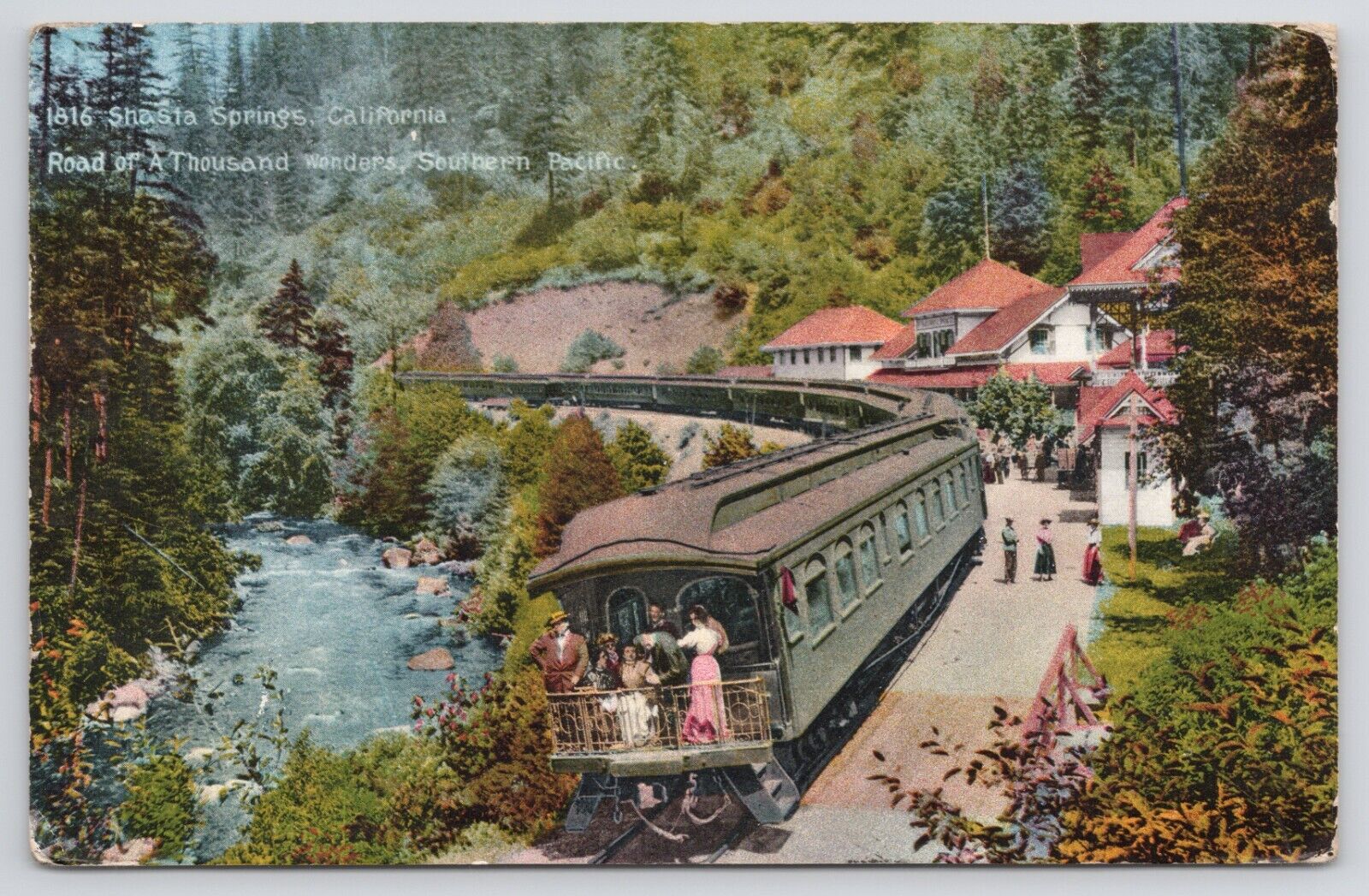 Shasta Springs California Southern Pacific Roadroad 1912 Divided Back Postcard
