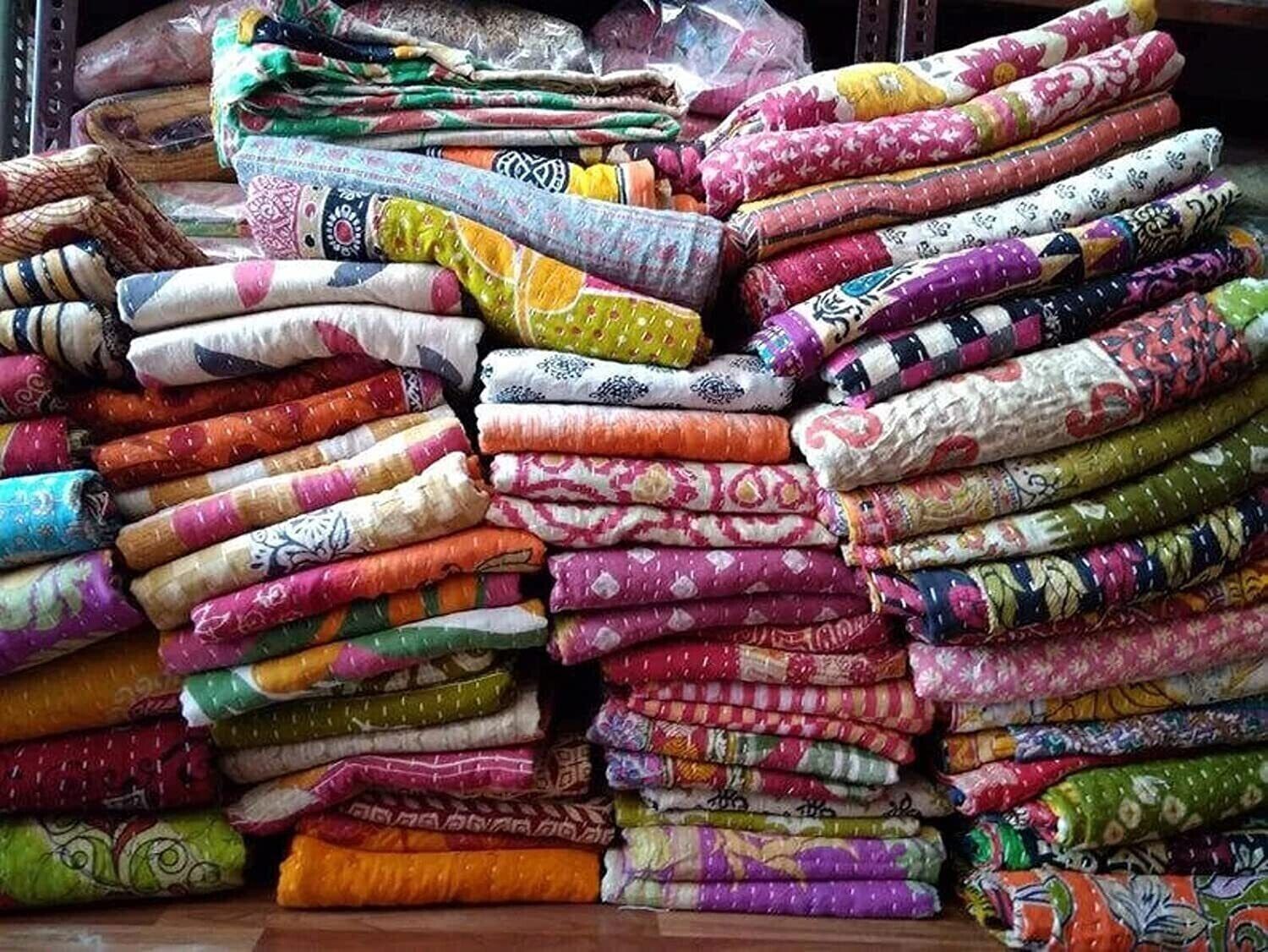 20 PC Lot Twin Kantha Quilt Bedspread Vintage Kantha Cotton Assorted Colors