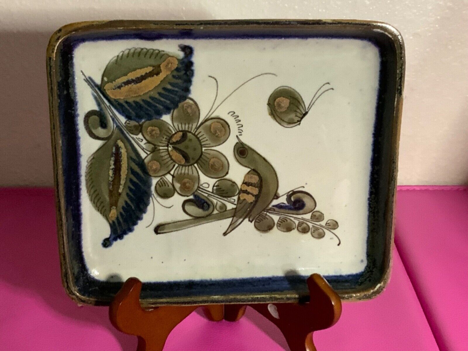 Vintage Ken Edwards Pottery Bird Mexico Tray Trinket Dish