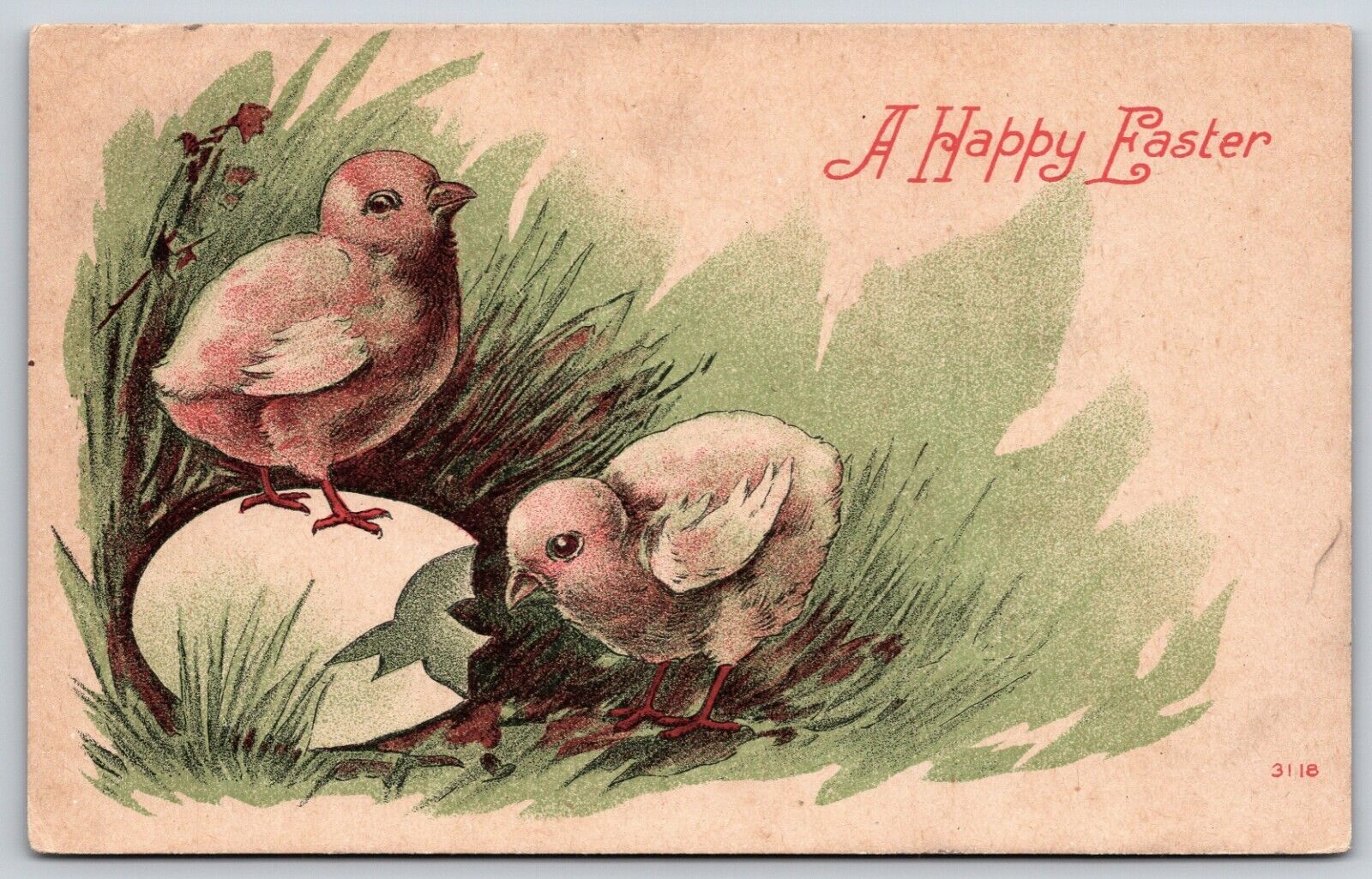 Postcard A Happy Easter Drawing Of Baby Chicks Unposted