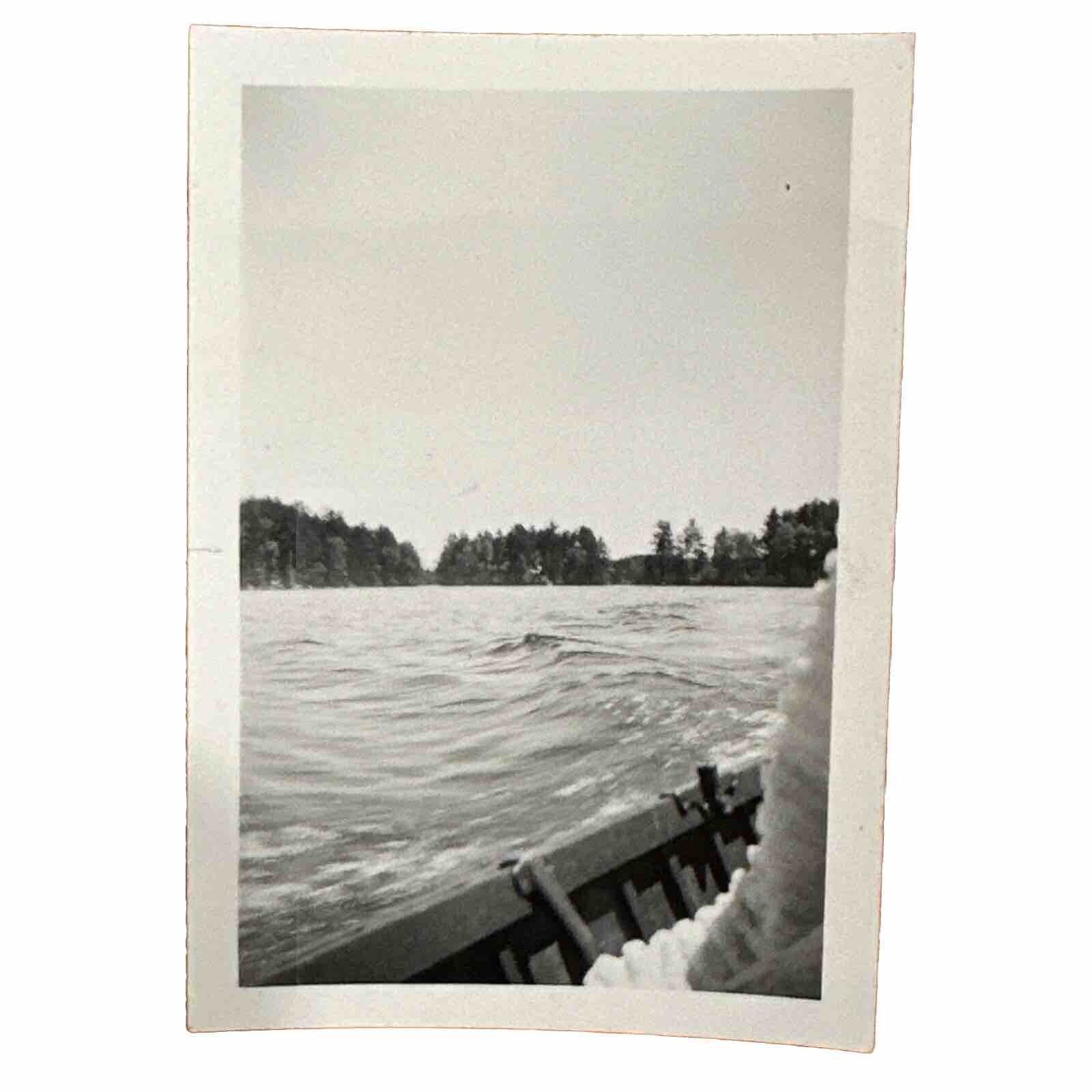 VINTAGE PHOTO looking out over water photographer out of frame Original Snapshot